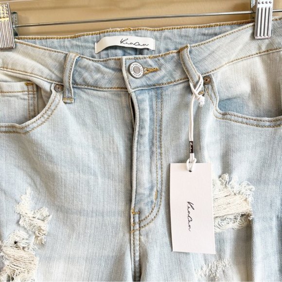 NWT KANCAN high rise distressed jeans light wash size 27 style KC8309L - Picture 3 of 7